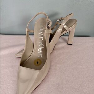 Calvin Klein Collection Beige Patent Heels